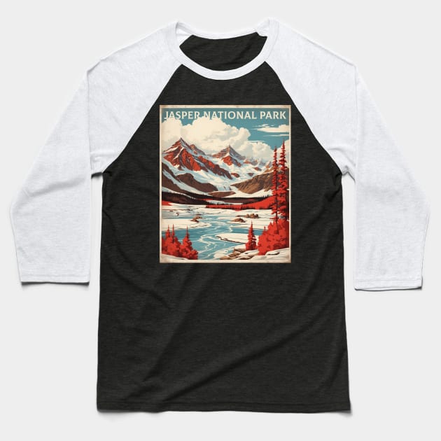 Jasper National Park Canada Vintage Poster Tourism Baseball T-Shirt by TravelersGems